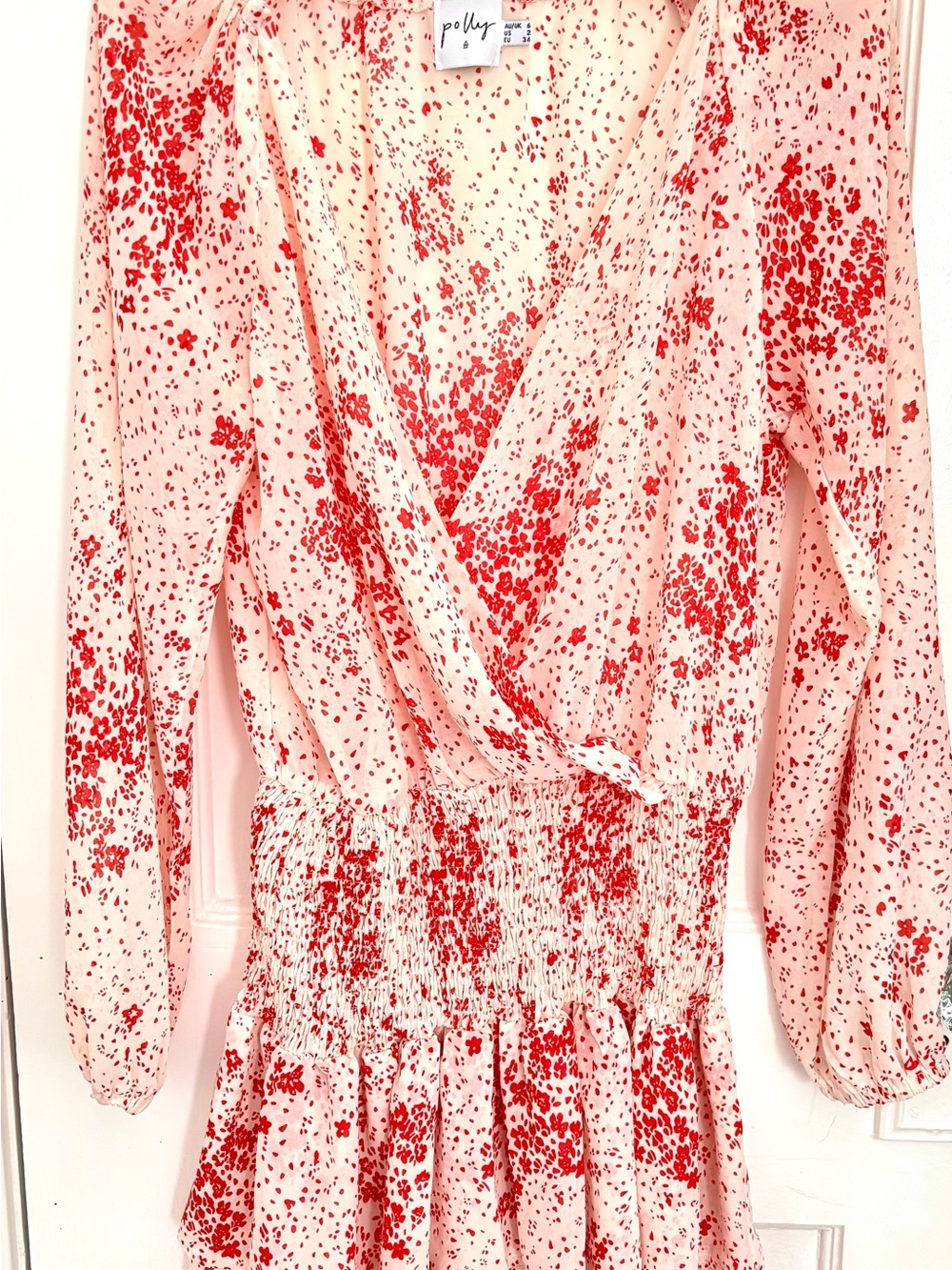Princess Polly Altona Mini Dress floral Cream & Red Fairycore Romantic - Picture 3 of 6